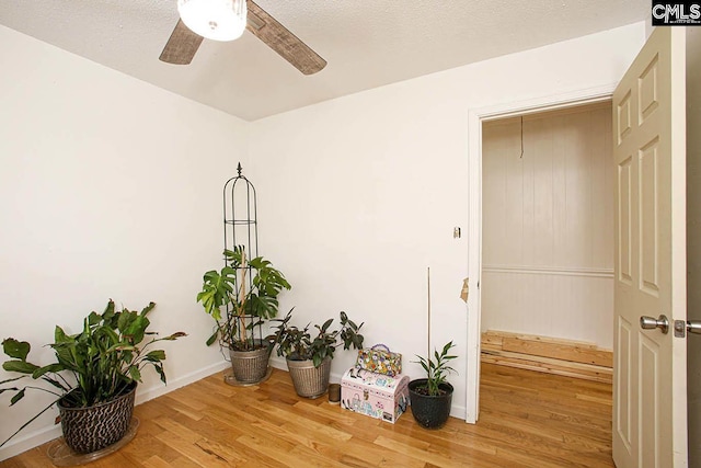 interior space with hardwood / wood-style floors and a textured ceiling