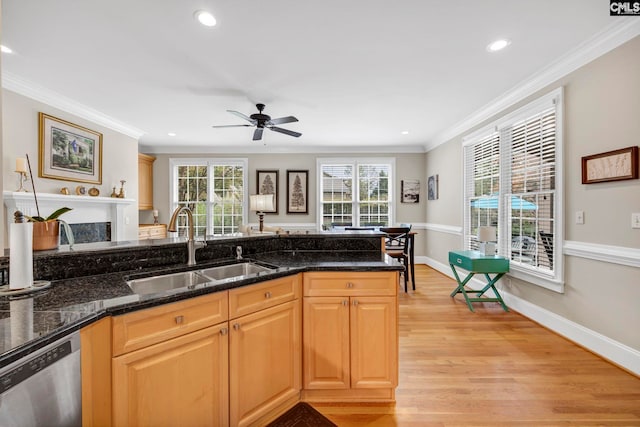 4 High Park Ct, Elgin, SC 29045 - kitchen featuring dishwasher, a sink, plenty of natural light, light wood-style flooring, and recessed lighting