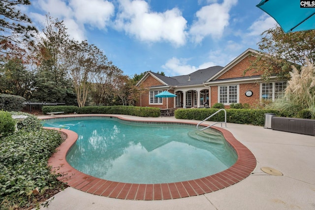 view of pool featuring a patio