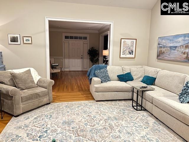 4 High Park Ct, Elgin, SC 29045 - living area with wood finished floors and crown molding