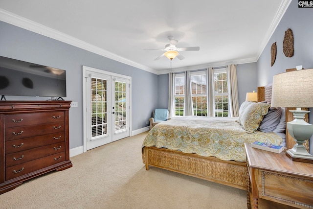 4 High Park Ct, Elgin, SC 29045 - bedroom with access to outside, light carpet, french doors, ornamental molding, and baseboards