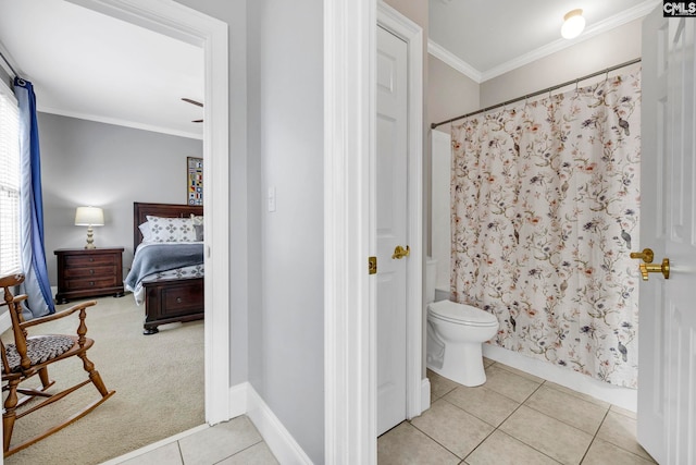 4 High Park Ct, Elgin, SC 29045 - full bathroom with crown molding, toilet, tile patterned flooring, baseboards, and ensuite bath