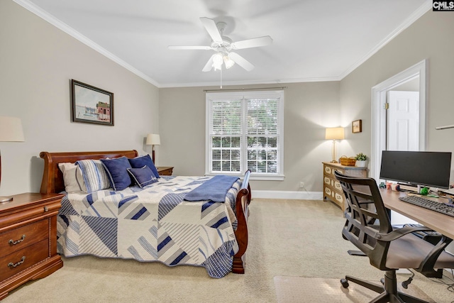 4 High Park Ct, Elgin, SC 29045 - bedroom with crown molding, carpet, baseboards, a ceiling fan, and an office area