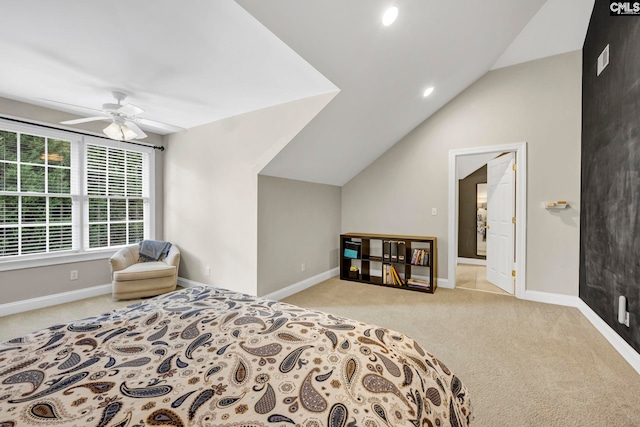 4 High Park Ct, Elgin, SC 29045 - bedroom featuring carpet, vaulted ceiling, baseboards, recessed lighting, and a ceiling fan