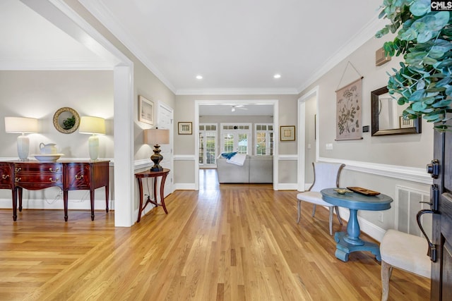 4 High Park Ct, Elgin, SC 29045 - entryway with light wood-style floors, recessed lighting, a ceiling fan, ornamental molding, and baseboards