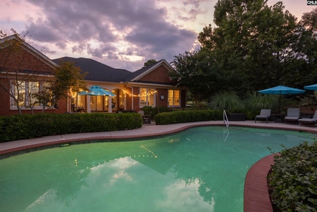 4 High Park Ct, Elgin, SC 29045 - pool at dusk with an outdoor pool and a patio