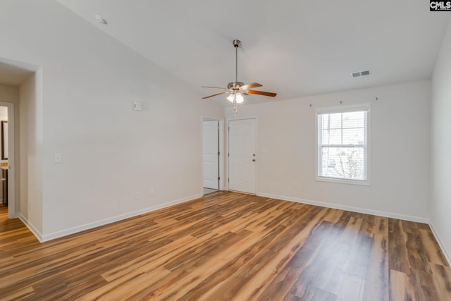 410 Pitchling Dr, Columbia, SC 29223 - unfurnished room with baseboards, ceiling fan, wood finished floors, and visible vents