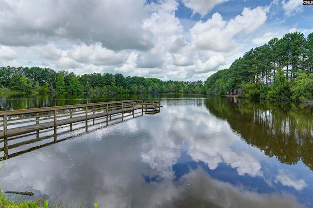 view of dock featuring a water view