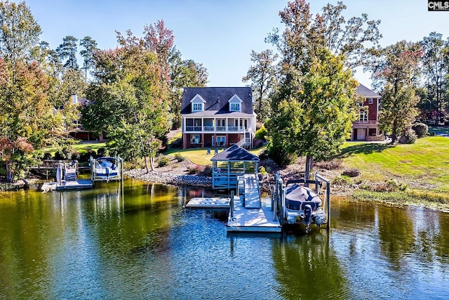 dock area featuring a water view