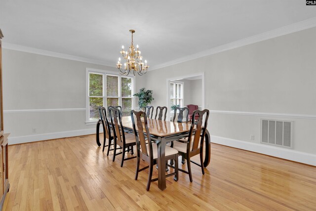 2001 Riding Ridge Rd, Columbia, SC 29223 - dining space featuring a chandelier, light wood-style floors, crown molding, and baseboards