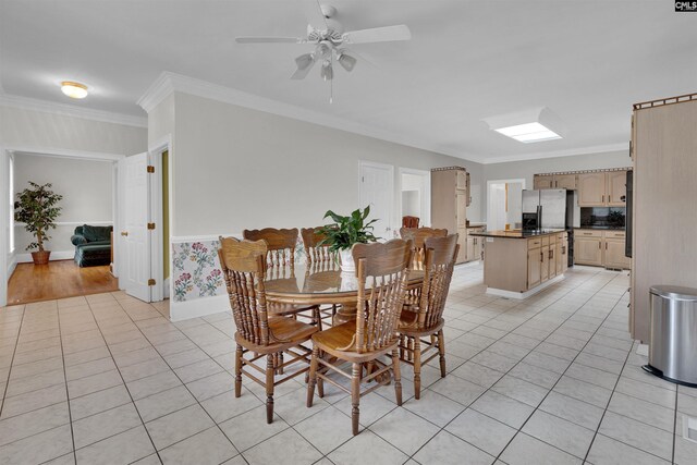 2001 Riding Ridge Rd, Columbia, SC 29223 - dining space with light tile patterned floors, ornamental molding, ceiling fan, and baseboards