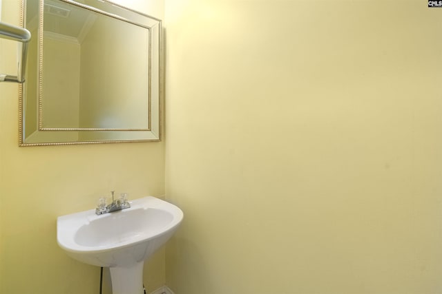 bathroom featuring ornamental molding and sink