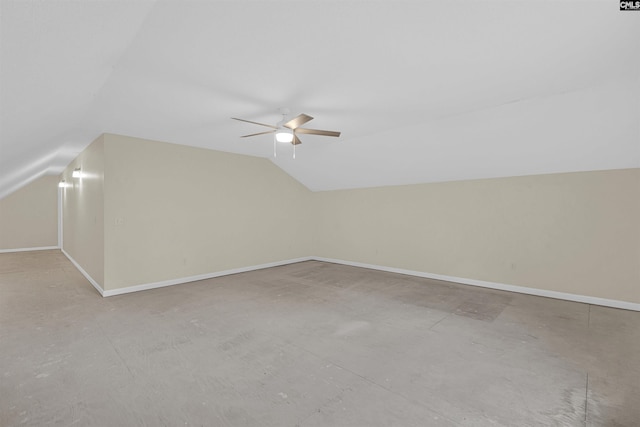 2001 Riding Ridge Rd, Columbia, SC 29223 - additional living space featuring a ceiling fan, vaulted ceiling, baseboards, and concrete floors