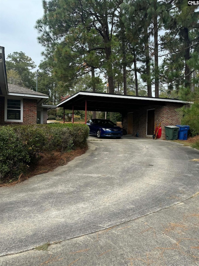 view of car parking with a carport