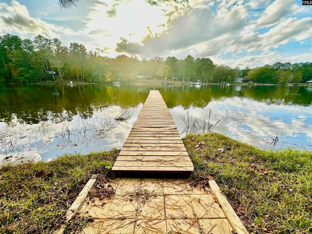 dock area featuring a water view