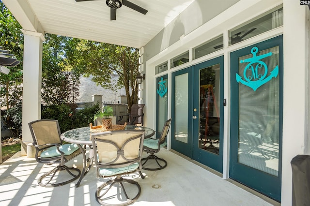 view of patio with ceiling fan