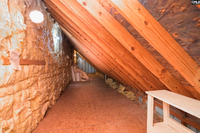 view of unfinished attic