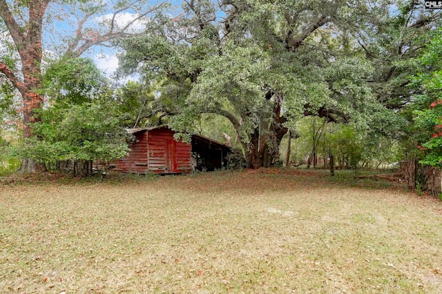 view of yard featuring an outbuilding