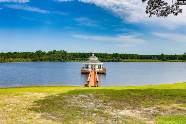 view of dock featuring a water view