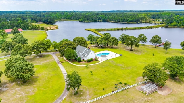 bird's eye view featuring a water view