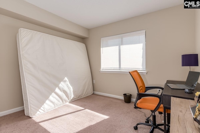 view of carpeted home office