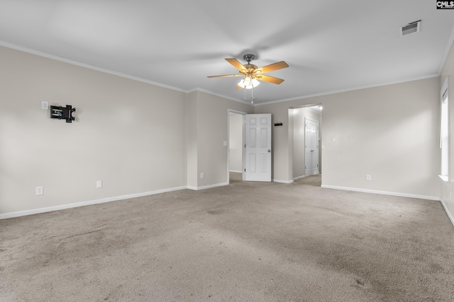 420 Indigo Ridge Dr, Columbia, SC 29229 - unfurnished room featuring a ceiling fan, baseboards, visible vents, and ornamental molding