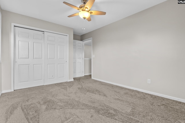 420 Indigo Ridge Dr, Columbia, SC 29229 - unfurnished bedroom with carpet floors, baseboards, a closet, and ceiling fan