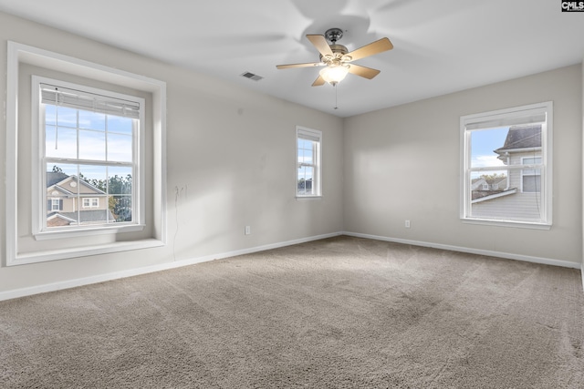 420 Indigo Ridge Dr, Columbia, SC 29229 - carpeted empty room featuring a ceiling fan, baseboards, and visible vents
