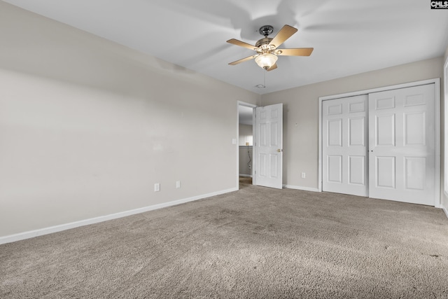 420 Indigo Ridge Dr, Columbia, SC 29229 - unfurnished bedroom featuring a closet, carpet, baseboards, and a ceiling fan