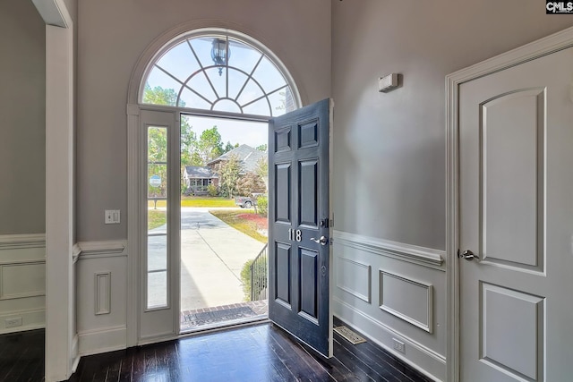 entrance foyer with dark wood-type flooring