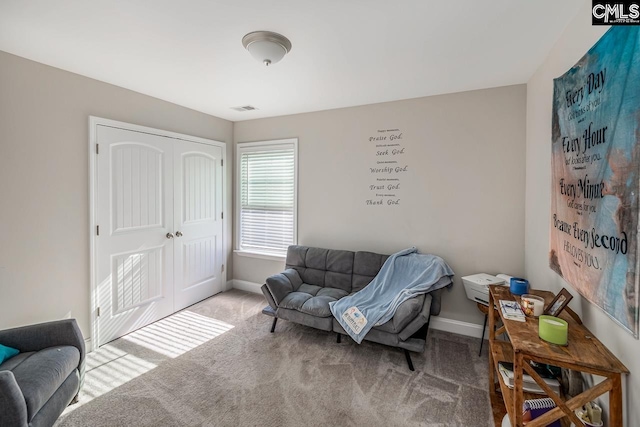 sitting room with carpet