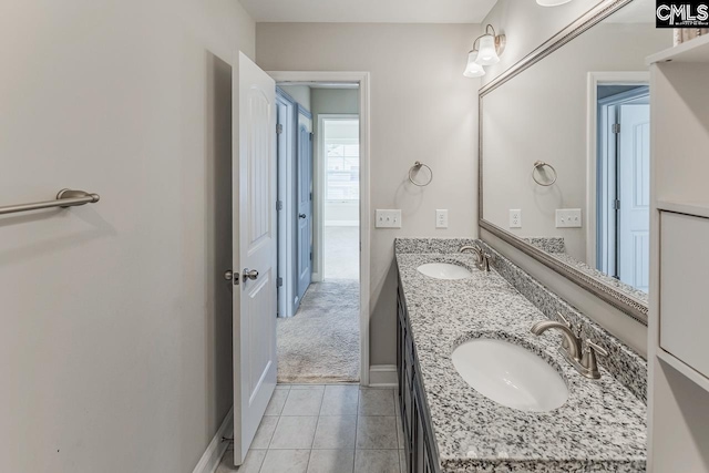 bathroom featuring vanity and tile patterned flooring