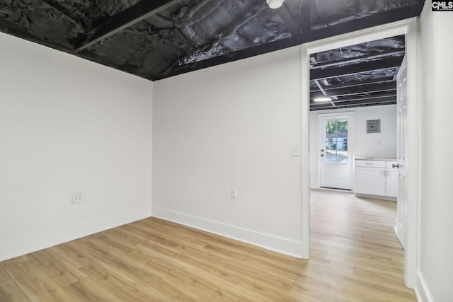 unfurnished room featuring light wood-type flooring