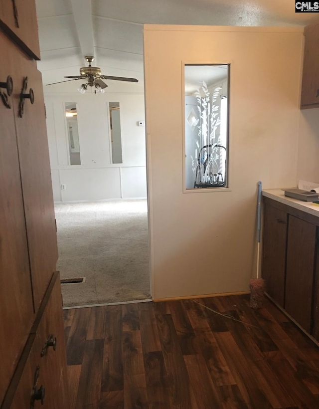 corridor featuring dark hardwood / wood-style floors