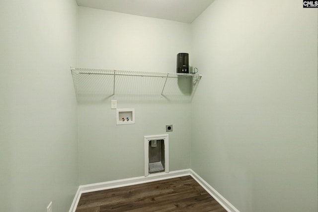 clothes washing area featuring washer hookup, wood-type flooring, and hookup for an electric dryer