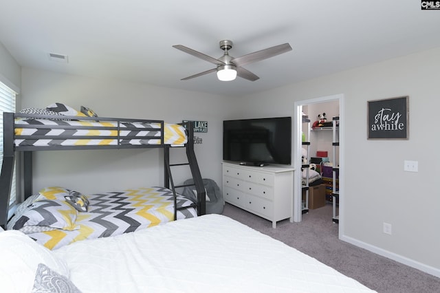 339 Newberg Rd, Chapin, SC 29036 - carpeted bedroom with a walk in closet, a closet, ceiling fan, and baseboards