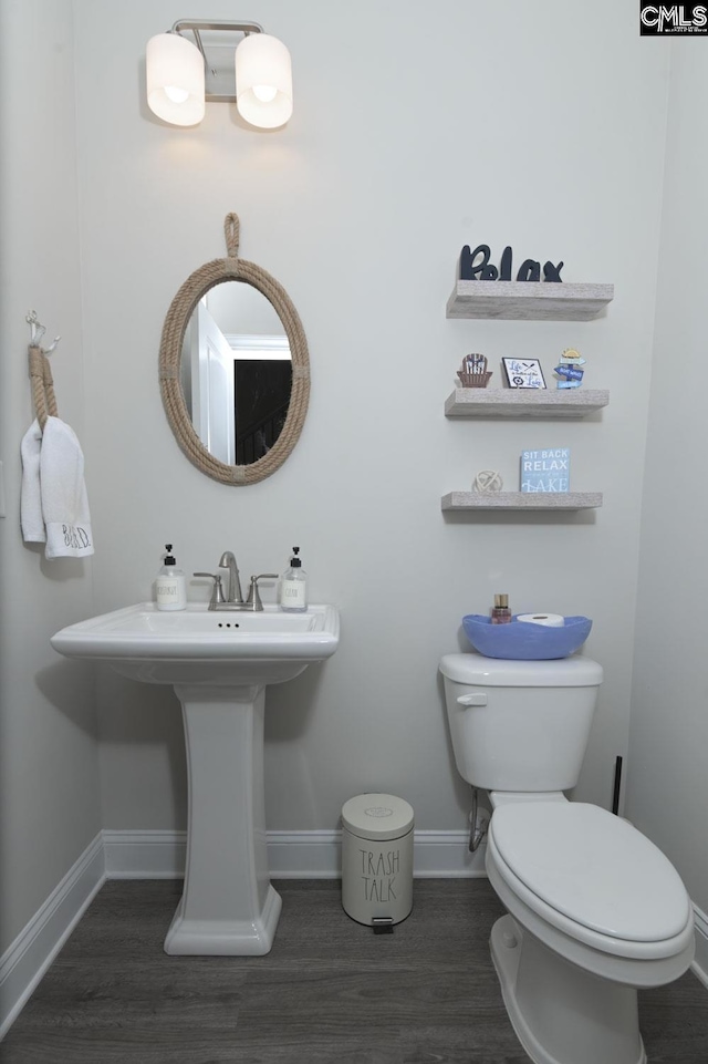 339 Newberg Rd, Chapin, SC 29036 - bathroom with baseboards, toilet, wood finished floors, and a sink