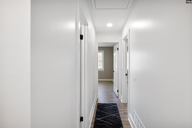 hall featuring dark hardwood / wood-style floors