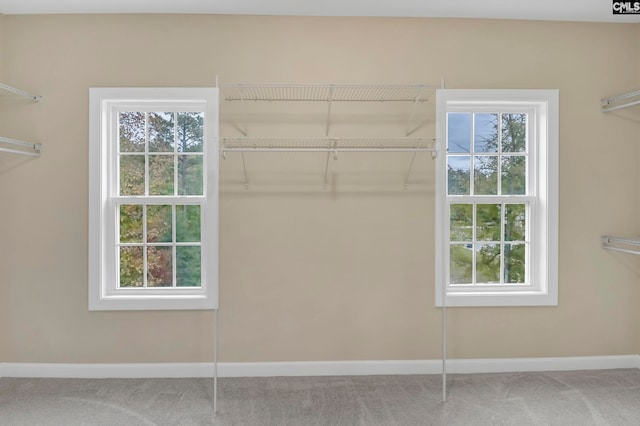 spacious closet with carpet floors