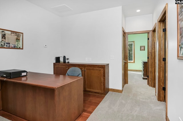 office featuring light wood-type flooring