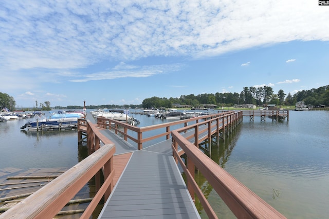 dock area featuring a water view