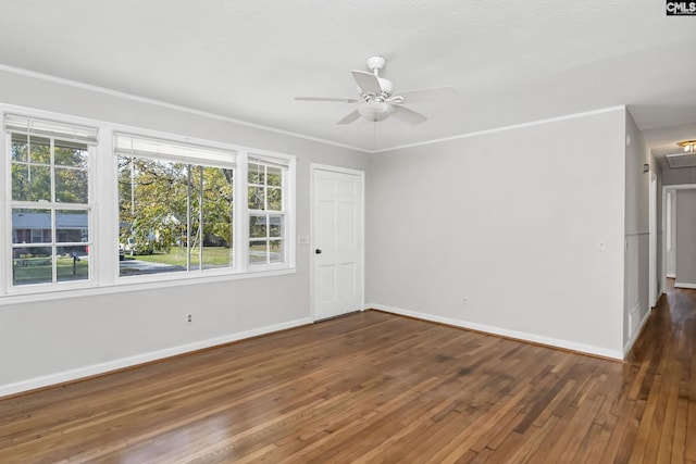 2017 Wellington Rd, Cayce, SC 29033 - unfurnished room featuring hardwood / wood-style flooring, baseboards, ceiling fan, and ornamental molding