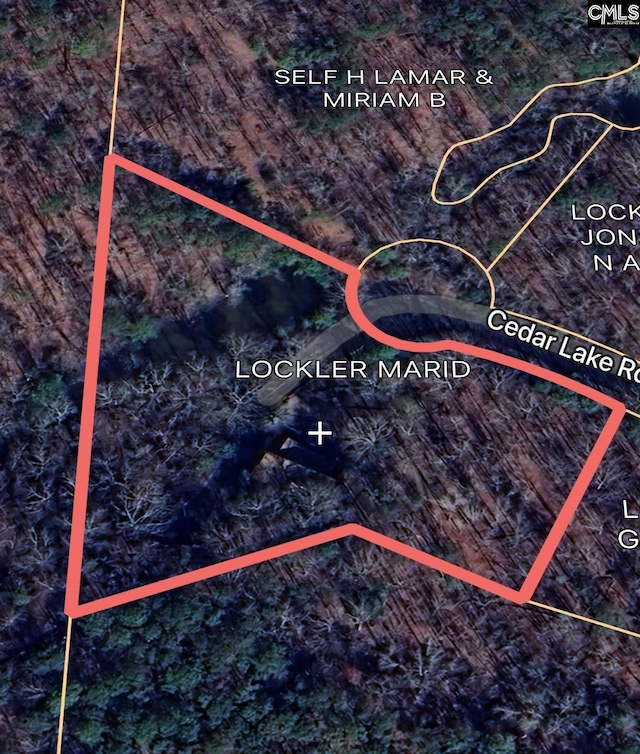 115 Cedar Lake Rd, Blythewood, SC 29016 - aerial map of property and surrounding area featuring property boundaries highlighted