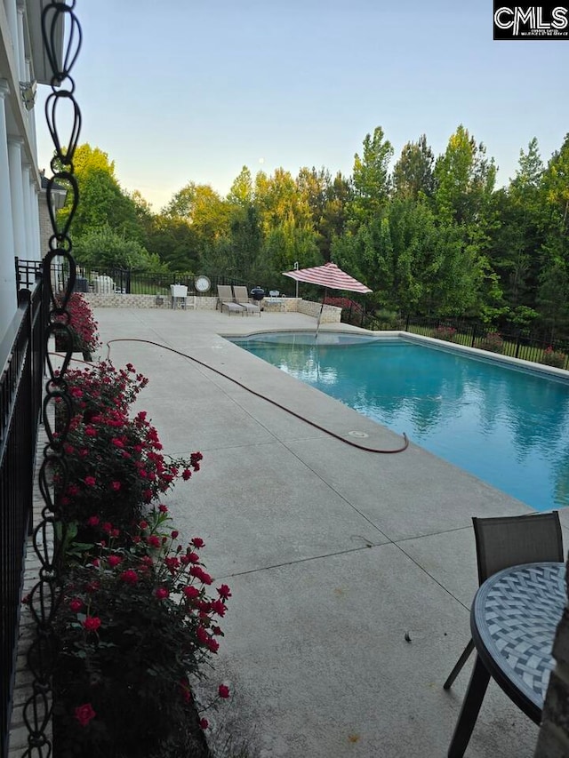 view of pool featuring a patio