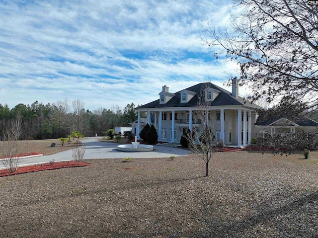 neoclassical home with covered porch