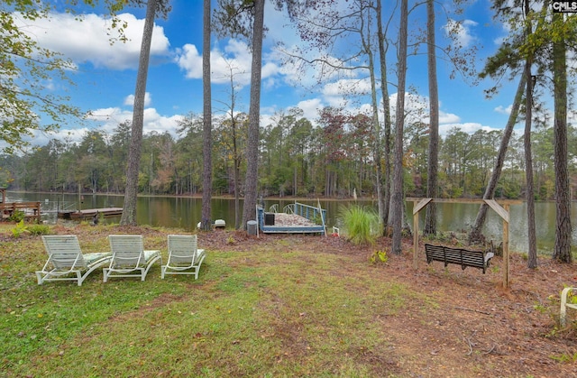 view of yard featuring a water view