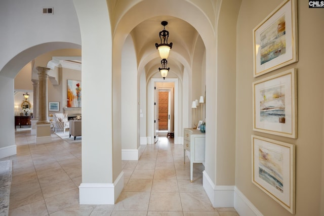 1118 Marble Arch Ct, Chapin, SC 29036 - hall featuring ornate columns and arched walkways