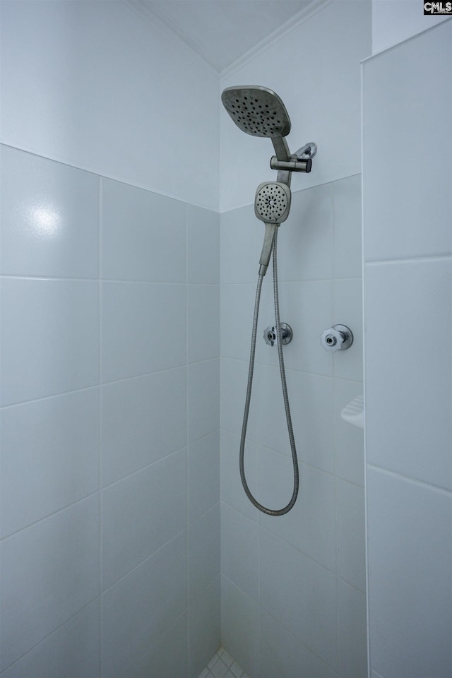 bathroom featuring tiled shower