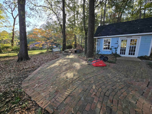 view of patio featuring french doors