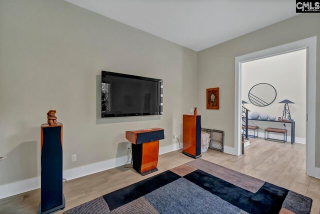 living room with hardwood / wood-style flooring